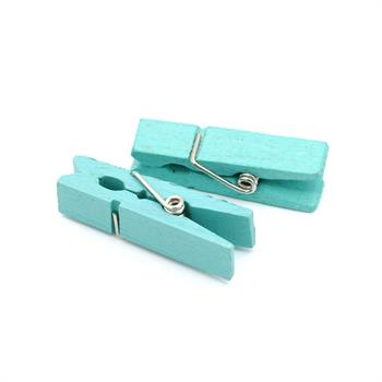 گیره چوبی  4.5سانت پهن رنگ فیروزه ای(6عددی )